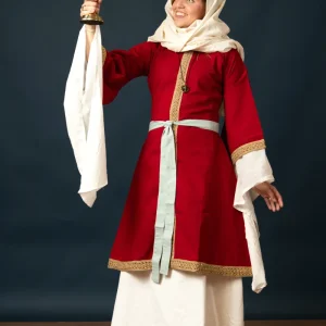 Overtuniek (dalmatica / guarnacca) Matilde, katoen-linnenmix, rood