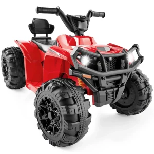 Quadriciclo Elétrico para Crianças 12V – Bluetooth, Luzes, 2,4 MPH (Vermelho)